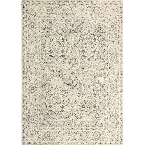 Bashian Bashian E110-SIL-4X6-5363 Everek Collection Floral; Oriental Transitional Polypropylene Machine Made Area Rug; Silver - 3 ft. 6 in. x 5 ft. 6 in. E110-SIL-4X6-5363